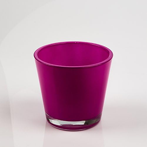 Set of 2 x Flower pots / glass tea lights RANA, pink, 5.1" / 13 cm, 5.5" / Ø 14 cm - tea light holder / orchid pot - INNA Glas