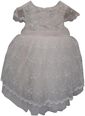 Girls Christening Flower Girl Special Occasion Bridesmaid Dress White (12 Months)