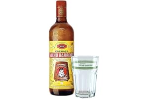 Cachaça Velho Barreiro SILVER 0,7 L Geschenk-Set/brasilianischer Qualitäts-Zuckerrohrrum plus 1 Caipirinha Glas mit VELHO BARREIRO Aufschrift