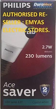 Philips Base E27 2.7-Watt LED Bulb (Pack of 6, Cool Day Light)