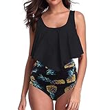 MRURIC☀ bademode Frauen high Waist bademode Damen Frauen Zwei Stücke Badeanzüge Top gekräuselt mit hoch taillierten Bottom Bikini Set Schwimmbekleidung Strandkleidung Badeshorts badeanzüge