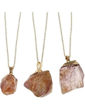 Quarz Halskette, Quarz Druzy, natürlich, Oval-Kette, goldfarben plattiert