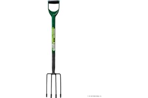 BARGAINS-GALORE Garden Border Digging Fork - Gardening Hand Tool Carbon Steel 4 Tooth Handle Heavy Duty | Cultivating All Types Of Soil | Garden Pitchfork Tool For Gardening & Digging