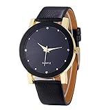 Freigabe !!! Damen Herrenuhren, Kingwo Luxus Quarz Sport Military Edelstahl Zifferblatt Lederband Armbanduhr Männer (Golden)