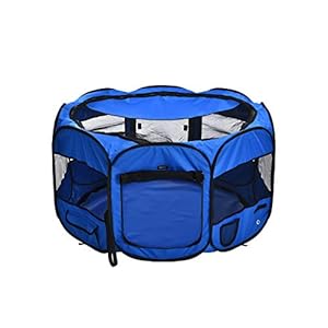 AmazonBasics – Corral para mascotas suave y transportable, 114 cm, Azul