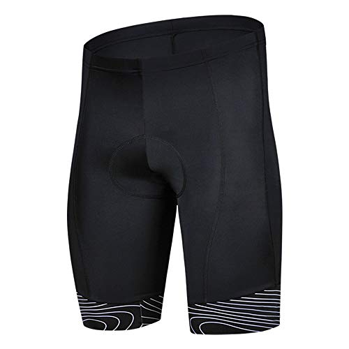 GOGO TEAM Pantalones Cortos de Babero para Bicicleta de Ciclismo Acolchados 3D para Hombre Babero de Ciclismo UPF 50+ Shorts Black White-XL