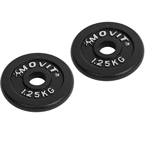 MOVIT® Gusseisen Kurzhantel Set, Varianten 1×10 bis 1×30 kg, Stangen gerendelt mit Sternverschlüssen - 7