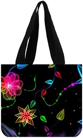 Colorful Flower In Dark Customized Handbag Tote Shopping Bag For Women Girls