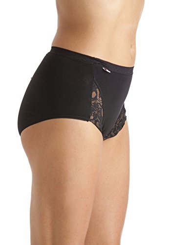 3-Pack-Of-WomensLadies-LingerieUnderwear-Comforts-Maxi-Lace-Briefs-Black-in-sizes-121416182022