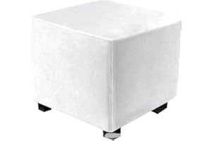 XGANGM Elasticizzato Copri Pouf Quadrato Velluto 40 x 40/60x60/90x90cm Fodera Pouf Quadrato Small Copri Pouf Ottomano Quadrato e Copridivano Copri Poggiapiedi,Milky,40x40cm(16x16in)