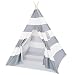 Produktbild DalosDream Tipi Spielzelt für Kinder-100% Natürliches Baumwollsegeltuch (Graue Streifen)