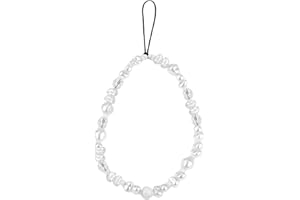 lasuroa Perłowy Brelok do Telefonu, Elegancki Koralikowy Pasek na Nadgarstek Dekoracyjny Brelok do Kluczy Łańcuszek z Pereł Uroczy Wystrój dla Kobiet Większość Słuchawek Aparatu Telefonicznego