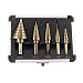 Produktbild CO-Z 5pcs 5 Stück HSS Profi Pagoda Stufenbohrer Set Step Drill Bit 3 tlg drill Kegelbohrer Schälbohrer metall Mehrfachloch 50 Größen Schritt Bohrer Set mit Aluminium Gehäuse Box Bohrfutter