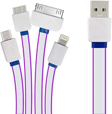 AR Premium Multi Charger, Premium 4 in 1 Multiple USB Charging Cable Adapter Connector with Micro USB 2.0 / 8 Pin Lighting / 30 Pin / Mini USB Ports for iPhone 6s, 6s Plus, iPhone 6, 6 Plus, iphone 5/5S/5C/SE, iPad, Samsung Galaxy S6, S5, Note 4, 5, Nexus 5X, HTC and other Andorid Phones and More (Purple)