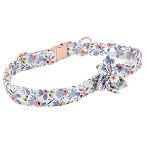 Pet Collar, Cotton Soft Breathable Dog Flower Collar for Cat for Dog(Petal (Broken Flower Blue), M)