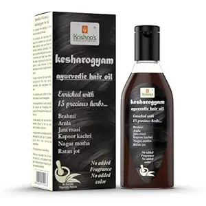 Krishnas Ayurveda Kesharogyam Ayurvedic Hair Oil for Strong Hair with 15 Ayurvedic Herbs | Amla Jatamasi Right hair growth oil| Paraben Free - 100 ml