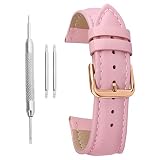FERZA Home Uhrenarmband Leder Uhrenarmband Echtes Leder Buntes Ersatzarmband Gürtel Armband (Color : Rose Gold Pink, Size : 18mm)