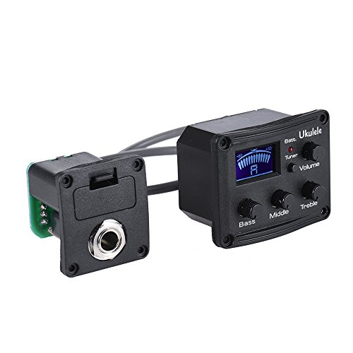 ammoon Ukulele Uke Pastilla Piezoeléctrica Preamplificador de 3 Bandas EQ Ecualizador System Tuner con Pantalla LCD