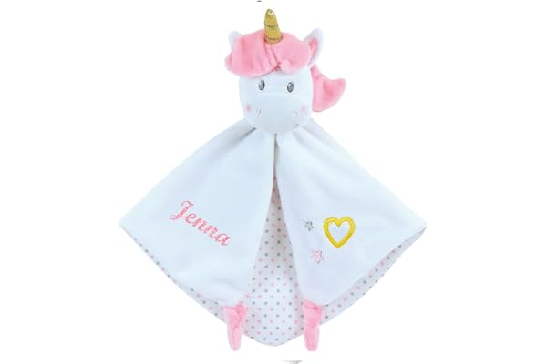 Vanevitch Doudou hochet Licorne personnalisé avec Le prénom de bébé