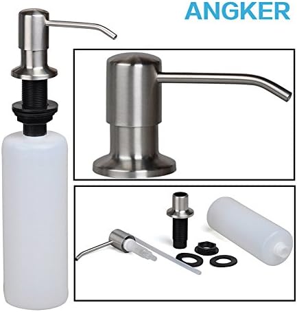 Angker Sink Soap Dispenser, Countertop Soap Pump, Kitchen Stainless Steel Sink Soap Dispenser Pump, Large Capacity 17 OZ Bottle
