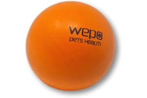 WEPO Pelota para Perros de 6 cm de Diámetro - Juguete Interactivo de Goma Maciza Color Naranja - Pelota de Lanzamiento y Masticación