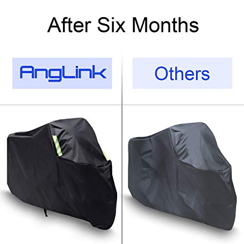 Motorradabdeckung, AngLink 210D Oxford 265 x 125 x 105 cm Motorrad Abdeckplane Winterfest Motorradgarage Wasserdicht Schutzhülle für Harley-Davidson, Honda, Suzuki, Kawasaki, Yamaha