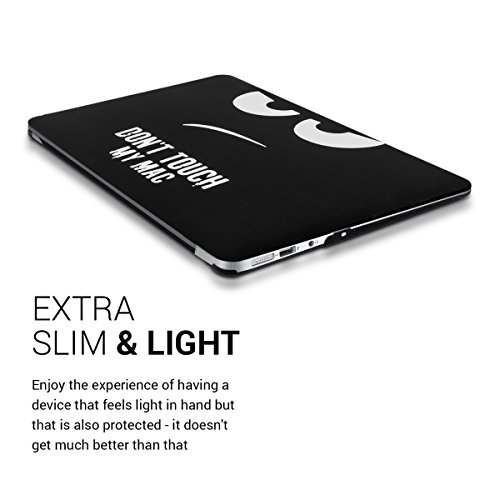 kwmobile Hardcase Laptop Hülle für Apple MacBook Air 13″ (ab Mitte 2011) – Don’t touch my Mac Design Weiß Schwarz dünne gummierte Schutzhülle Cover Case Tasche - 4