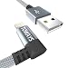 Produktbild Lightning Kabel Toways iPhone Ladekabel [Apple MFi zertifiziert] 90 Grad Winkel Stecker 0.15m Nylon USB Datenkabel für iPhone X 8 Plus 7 Plus 6s Plus 6 Plus 6 5S 5C 5, iPad Air 2, Mini 3 - Grau