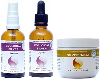 20ppm Colloidal Silver Care Pack - 50ml Spray, 50ml Dropper and Colloidal Silver Balm