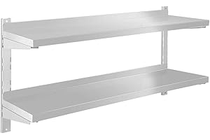 TAIMIKO Étagère Murale INOX 2 Plateaux Rangement Cuisine pour Restaurant, Bar, Maison, Cuisine, buanderie, Garage et buanderie(47.2" x 12.6")