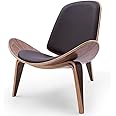 Comfy Shell Chair, Mid Century Modern Accent Chair for Living Room and Bedroom (Black)