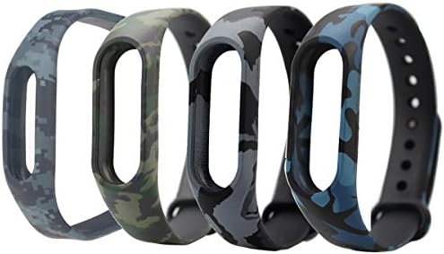 Yins Camouflage Silicone Wrist Strap + Screen Thin Protective Film Sets, Smart Bracelet Spare/Replacement Smartband for Xiaomi Mi band 2