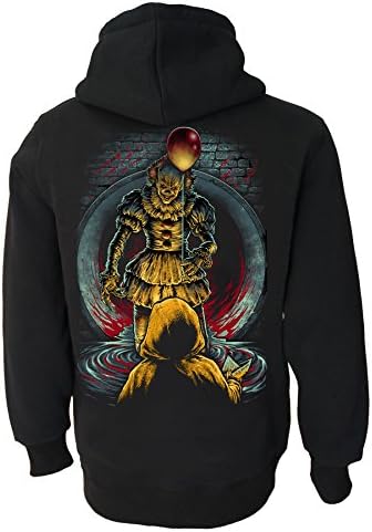 It Killer Clown Mens Genuine Darkside Horror Movie Inspired Fleece Hoodie Medium