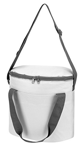 Praktische, runde Kühltasche mit Schultergurt und 2-Wege Reißverschluss, ideal für Flaschen