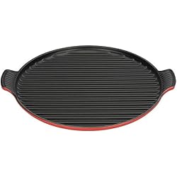 Le Creuset, Gril Géant en Fonte Émaillée, Rond, Ø 32 cm, Compatible avec Toutes Sources de Chaleur (Induction Incluse), Cerise