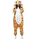 KiKa Monkey Jumpsuits Tier Cartoon Sleepsuit Karneval Cosplay Pyjama Erwachsene Kostüme Unisex Overall Pyjama (M, Giraffe)