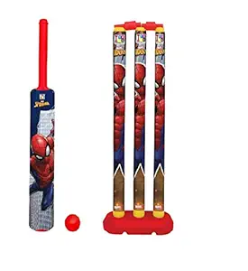 Vision Appliances Cricket Kit Set for Kids 3 Stumps with 1 Bat and 1 Ball for Playing Perfect Cricket Combo Set (Spiderman)