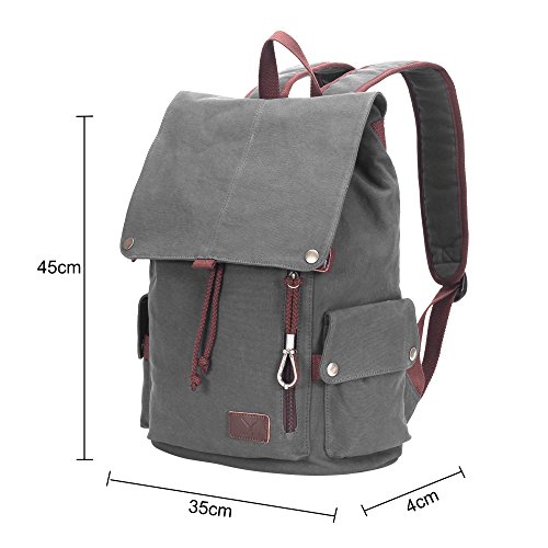 Veevan Damen Herren Retro Canvas Laptop Rucksack 15,6 - 7
