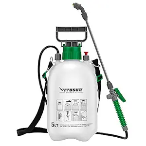 VIVOSUN 1.3 Gallon Lawn and Garden Pump Pressure Sprayer with 3 Water Nozzles, Pressure Relief Valve, Adjustable Shoulder Strap