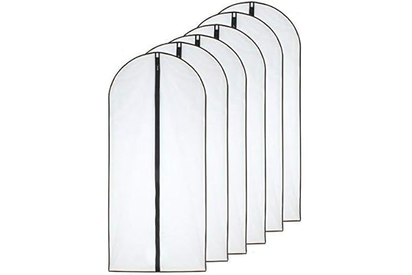 Hängande klädpåse från HomeClean (6-pack), lättviktiga, genomskinliga klädpåsar med dragkedja längs hela påsen, svarta klädpåsar i PEVA-material, ventilerande påsar för klädförvaring i garderoben, 61