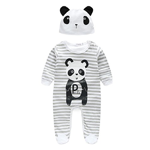 Amison Cute Baby Boy Girl Clothes Animal Rompers With Hat Long Sleeve Jumpsuits (70( 0-3M), panda)