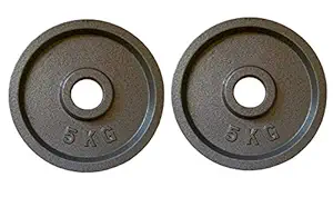 IRIS Fitness Standard 1 Inch / 25 mm Cast Iron Black Weight Disc Plates for Home, Gym, Fitness, Exercise, Workout, Fat Loss, Weight Lifting (Black, 5 kg x 2 Pieces)
