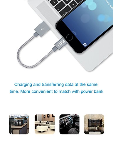 IQIYI 0.15m iPhone Lightning Kabel Nylon USB Ladekabel,[Apple MFi Zertifiziert] Lightning Kabel / iPhone Ladekabel / iPhone 6 Ladekabel / Apple Datenkabel für iPhone 7 / 7 Plus / 6s / 6s Plus / 6 / 6 Plus / 5C / 5S / 5 / SE, iPad Mini, Air , iPad Pro ,iPod Touch- Space Grau - 5