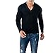 Produktbild Elecenty Pollover Herren,Männer Blusen Mesh Patchwork Langarmshirt V-Ausschnitt Oberhemden herbstmode Hemden Tops Hemd Abschlag Oberteile