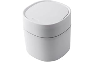 ETRAVEL Small bin office desk bin with lid for countertop, cosmetic table top, bathroom, bedroom, kids (WHITE)