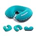 Produktbild Nackenkissen Reisekissen Kopfkissen Camping Pillow aufblasbar Nackenhörnchen Nackenstütze Kopfstütze Kissen für das Schlafen auf Reise Flugzeug Bus Auto Zug mit Handtasche Tragetasche (Licht Blau)