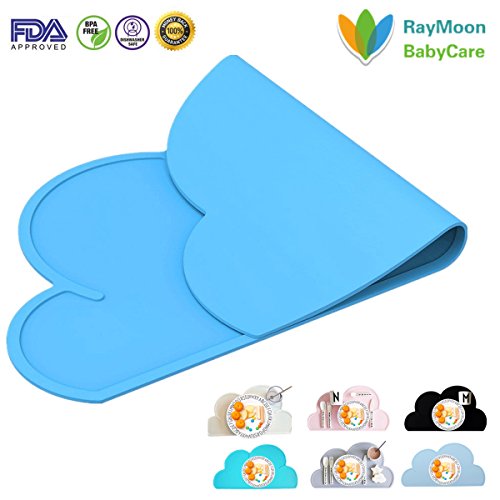 RayMoon Baby Kinder Rutschfeste Wolke Geformt Silikon Platzdeckchen Tischset Mahlzeit Matte Blau