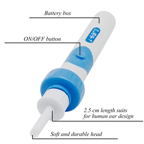 Limpiador de cera de oído con 2 puntas de silicona extraíbles; para