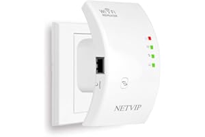 NETVIP Répéteur WiFi Amplificateur WiFi 300Mbps Couvre Jusqu'à 200㎡, WiFi Extender Booster Point d'Accès Port, Augmente la Couverture WiFi,Compatible avec Toutes Les Box Internet, Ethernet Port, WPS