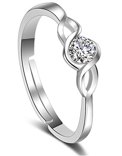 Karatcart Platinum Plated Elegant Classic Crystal Adjustable Ring for Women